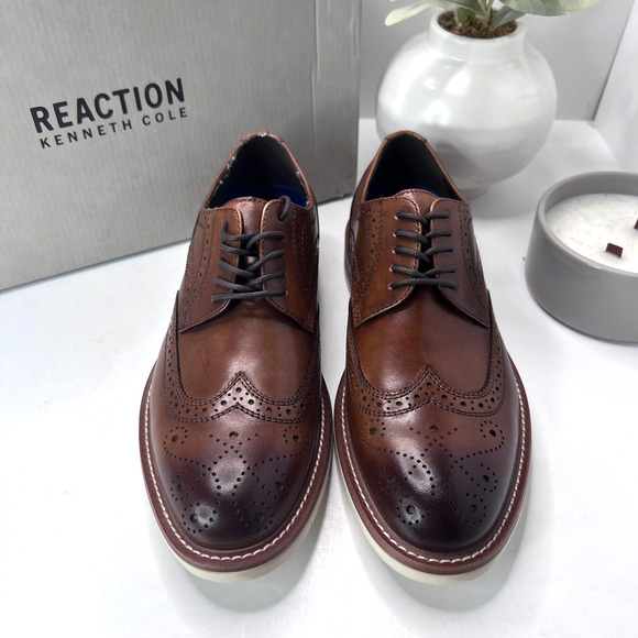 Kenneth Cole Reaction Klay Flex Cap Toe Leather Oxford Cognac RMS9086LE Men 7 M - Picture 5 of 10